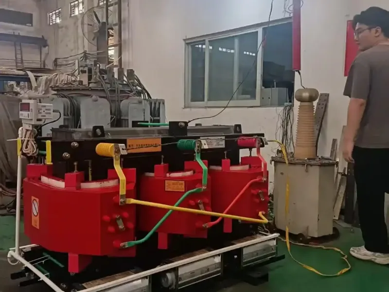 Finished transformer routine testing before delivery