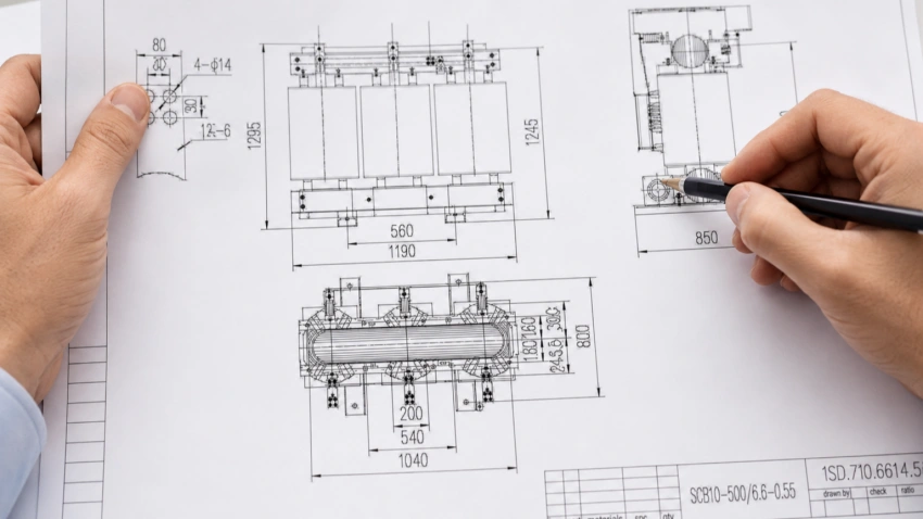Transformer engineering drawing review and customization