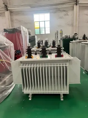 Front view of 250 kVA oil-immersed distribution transformer