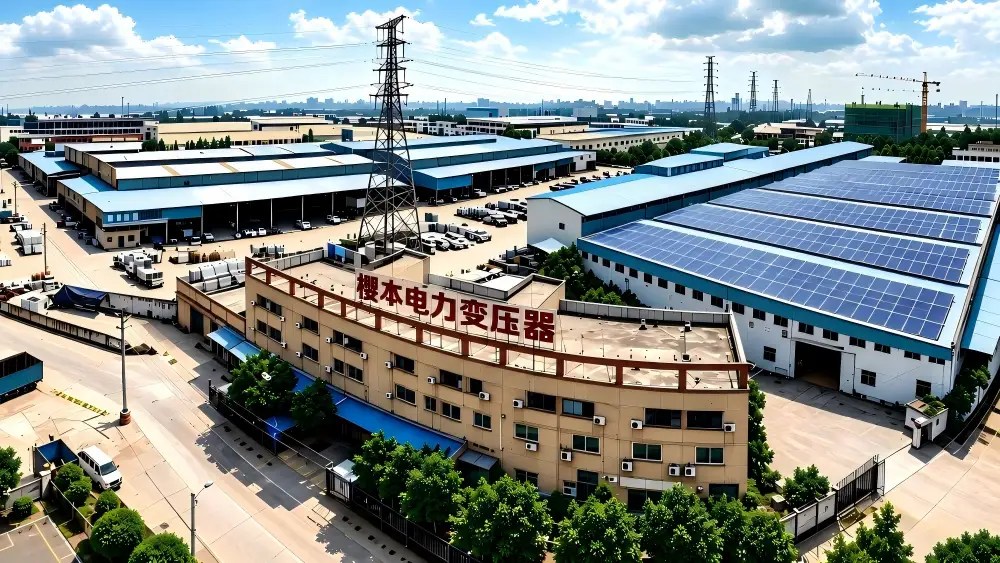 Aerial view of Yingben transformer manufacturing facility in Foshan China