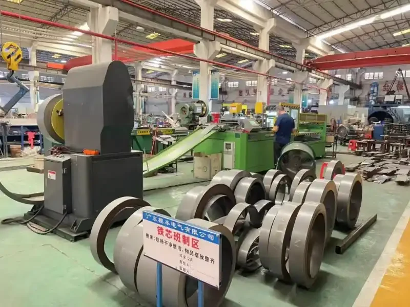 Grain-oriented silicon steel coil processing workshop for transformer core manufacturing